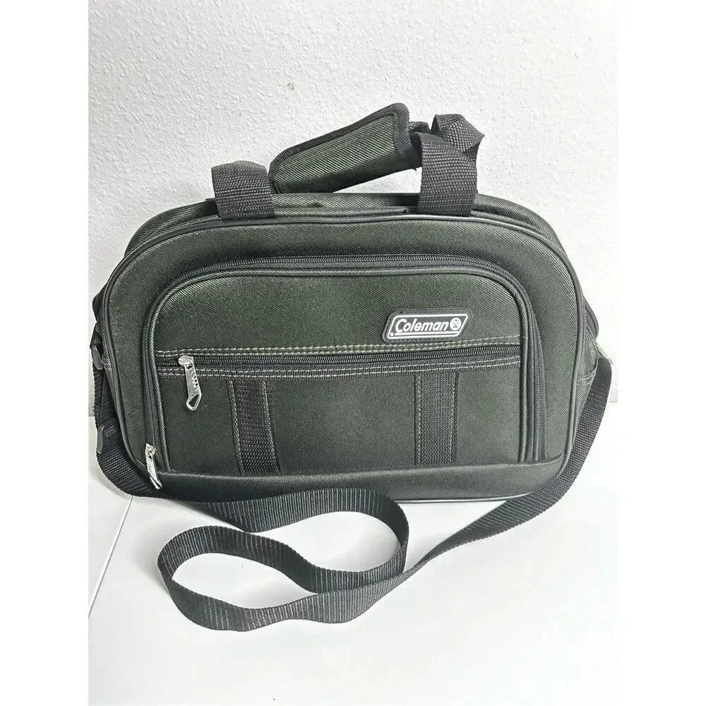 Coleman Large Green 3 Pocket Carry Bag Handles and Stap Green Black Trim 11x15